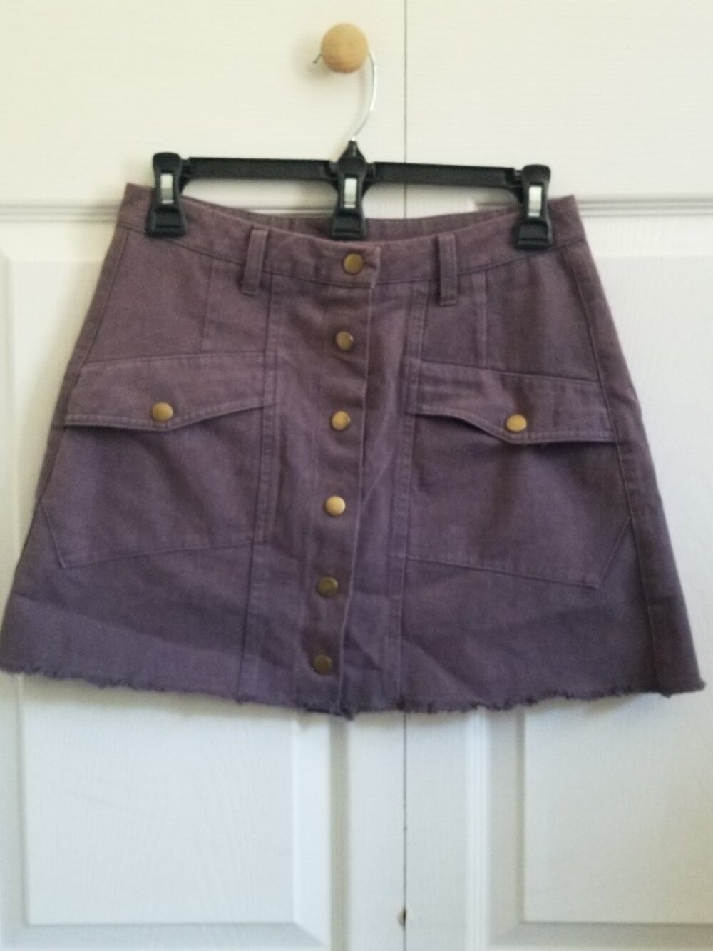 She + Sky Women's Skirt Small Gray Denim A-Line Mini Buttons Pockets